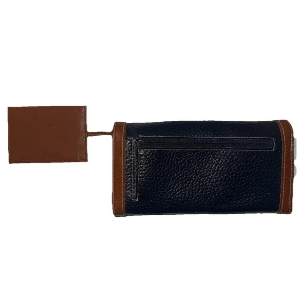 Vintage Dooney & Bourke All Weather Leather Navy Pebbled Wallet Checkbook - Picture 2 of 4